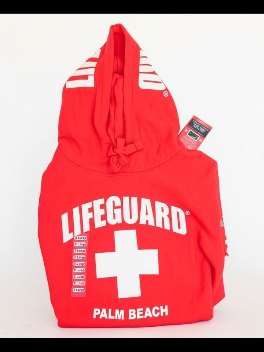 NWT Red And White Lifeguard Palm Beach Floria, Super Comfy Hoodie Mens XL